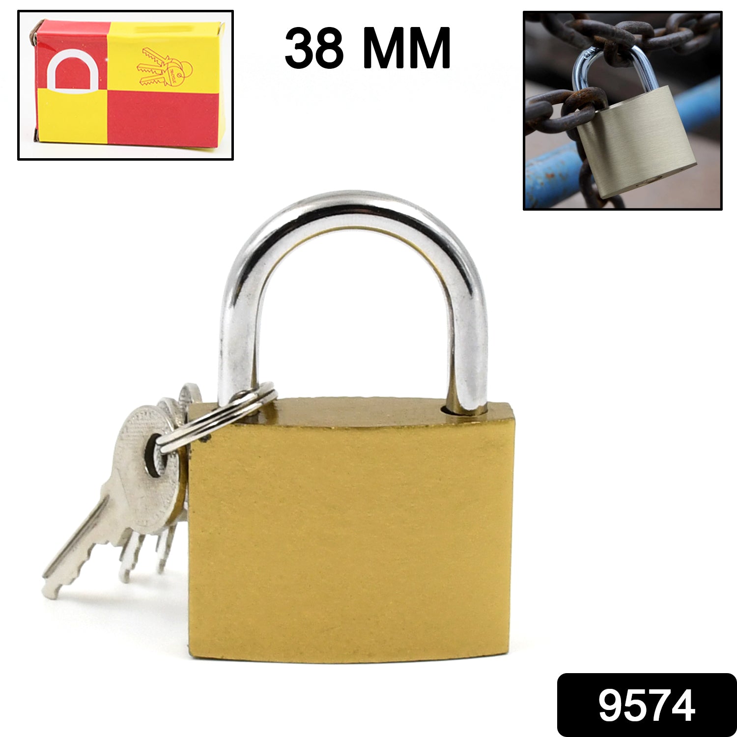 Multipurpose Solid 3 Keys Padlock 38 Mm  1 Pc) Multipurpose Solid 3 Keys Padlock 38 Mm  1 Pc)